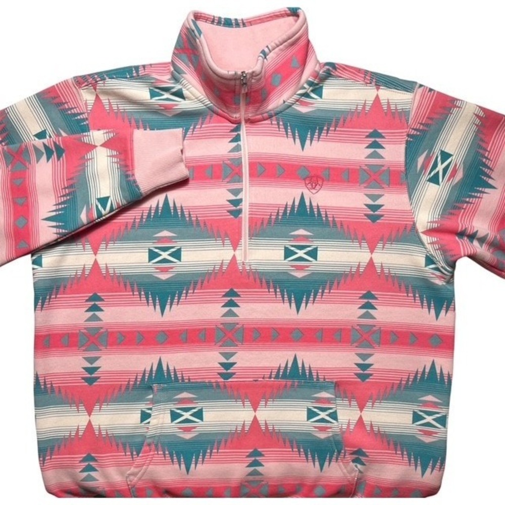 Ariat Womens Sz L Ranger 1/2 Zip‎ Sweatshirt Tiffany Print Southwestern -1671